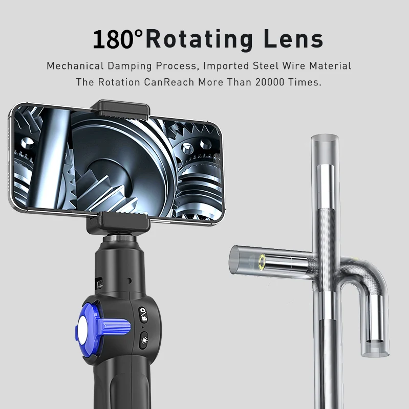 Inspection Camera 360&deg; Two-Way Rotary Articulating Endoscope HD 1080P With 8 LED For Car Engine Inspection