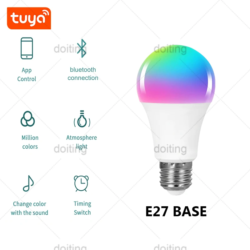 Tuya Bluetooth inteligente E27 bombilla Led luces RGB cambio de