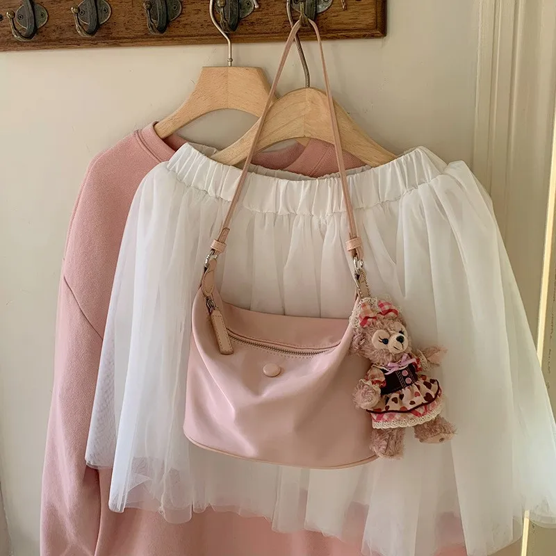 Korean Sle Solid Color Shoulder Bags Women Lightweight Waterproof Nylon Large Capacity Crossbody Bag Ladies Casual Underarm Bag