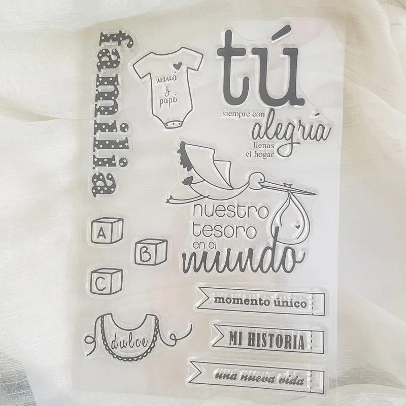 new spanish word Clear Stamp Transparent Silicone Stamp Seal Sheet For Scrapbooking Photo Album Decoration clear stamps clear rubber stamps