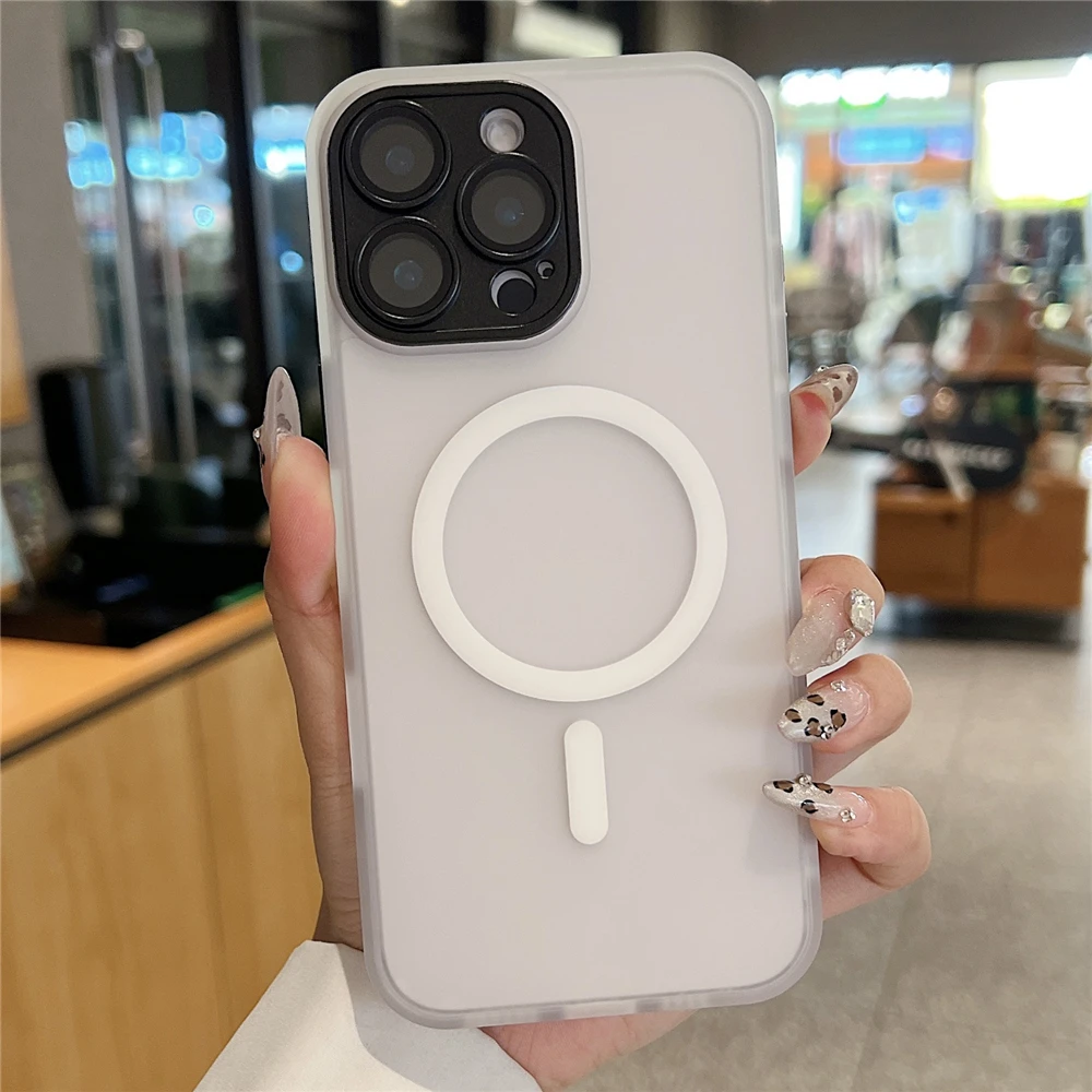Slim Magnetic Matte Transparent Case with Magsafe Compatibility and Wireless Charging Cover