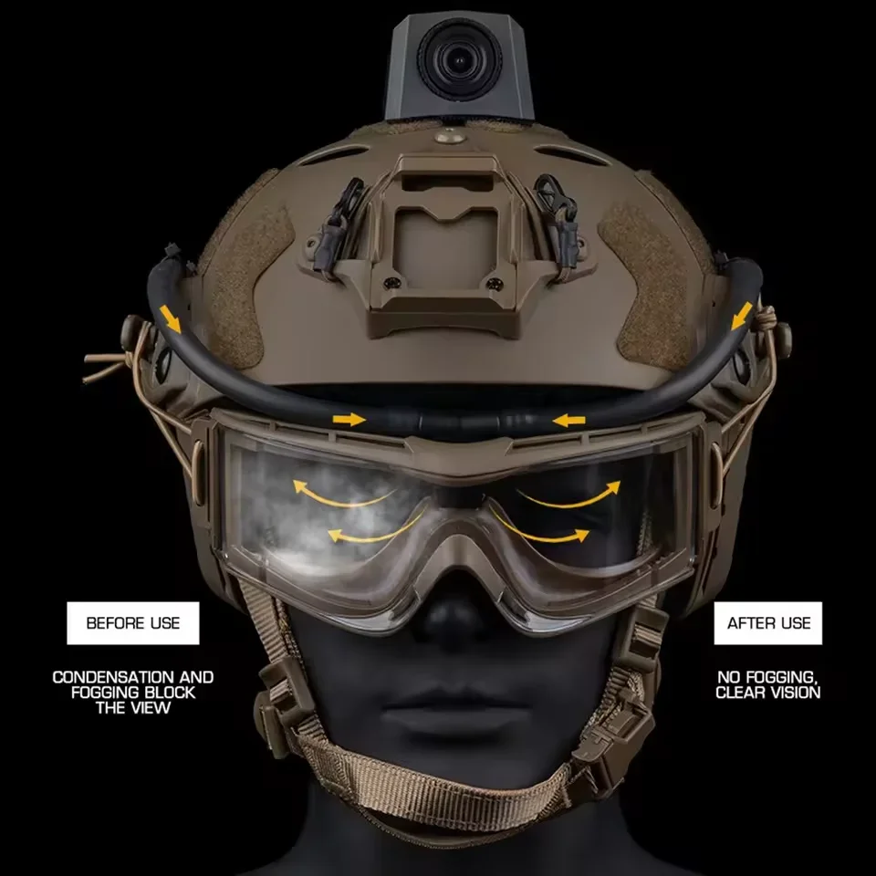 Tactical Goggles Defogger Outdoor Hunting Shooting CS Airsoft Games AntiFog Unit Adjustable Wind Speed Defogging Fan Kit tactical goggles defogging kit