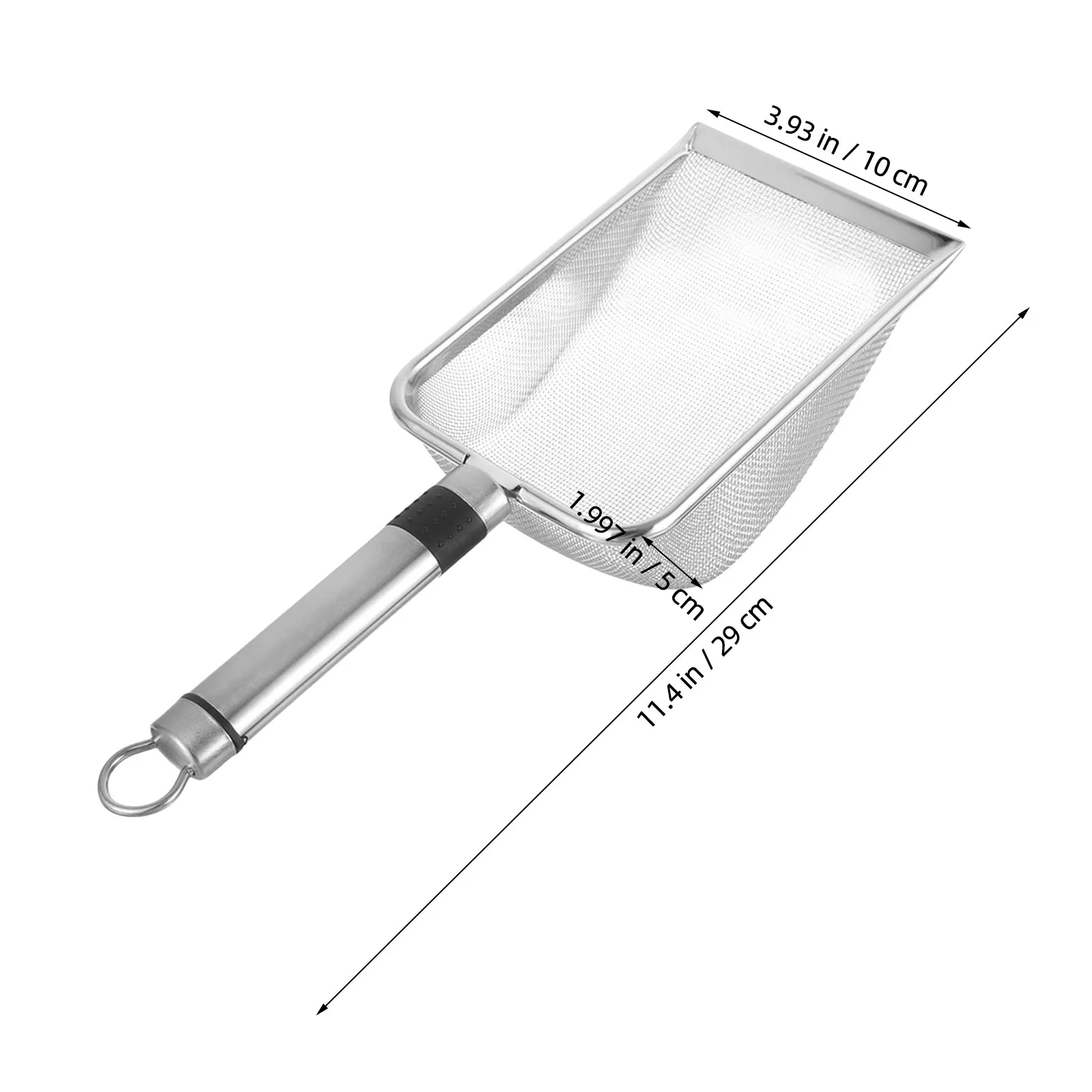 휴대용 스테인리스 스틸 정원 흙 체, 인체공학적 손잡이, 깊은 스쿱, 퇴비망, 5mm 메쉬, 화분 흙, 자갈, 모래