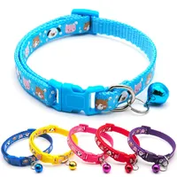 Fashion Pet Dog Collar Colorful Pattern Dog Bear Cute Bell Adjustable Collar for Dog Cats Puppy DIY Pet Accessories