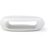 LUMISOL 53.93” Oval Coffee Table, Modern Sturdy Fiberglass Coffee Table with Storage Shelf, 2-Tier Center Cocktail Table for 5