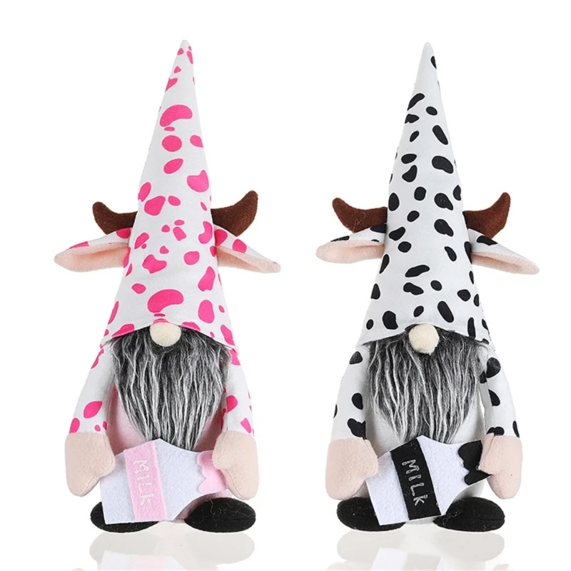 

Cow with Milk Bottle Gnome Decorative Ornament Supplies Home Bedroom N84C