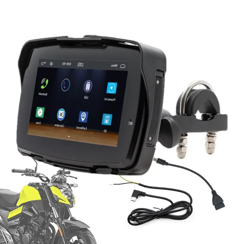 

Car Screen 5inch Portable Motorcycle Navigator Portable Screen Navigator Wireless Dual Link Motorcycle Accessories For Motorbike
