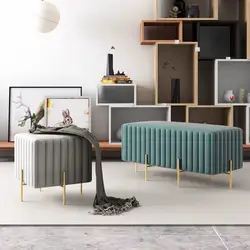 Taburete nórdico moderno minimalista, diseño creativo, con personalidad, para cambiar zapatos, de tela, tapizado