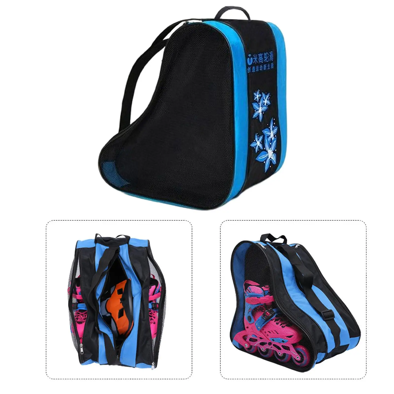 Kids Roller Skate Bag 3Layers Skating Shoes Storage Bag Skate Carry Case