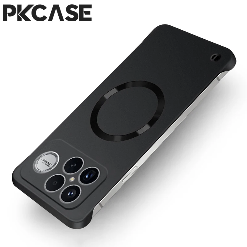 Magnetic Frameless Shockproof Metal Case with Wireless Charging Cover