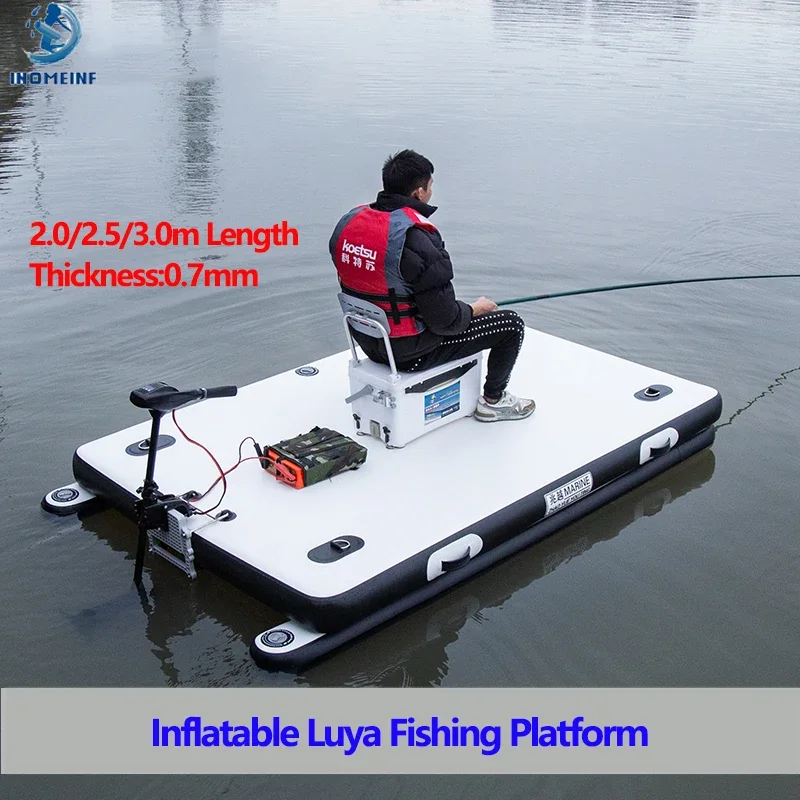 floating platform fishing net spreading floating platform fishing air cushion inflatable magic blanket flat boat folding 0.7MM Fishing Float Boat Set 2.5~3.0m Inflatable Luya Fishing Platform Fold Water Floating Rowing with Electric Motor Outboards