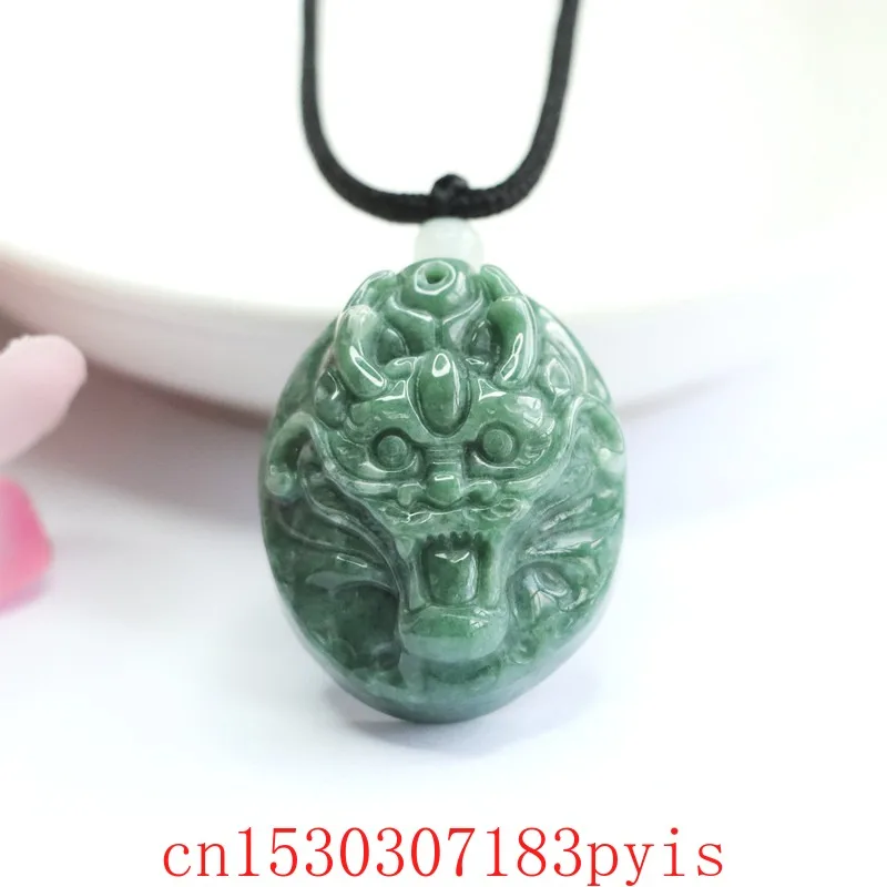 

Natural Burmese Emerald Jade Dragon Head Pendant Necklace Fashion Fine Jewelry Jadeite Charm Amulet Gift for Women Zodiac Luxury