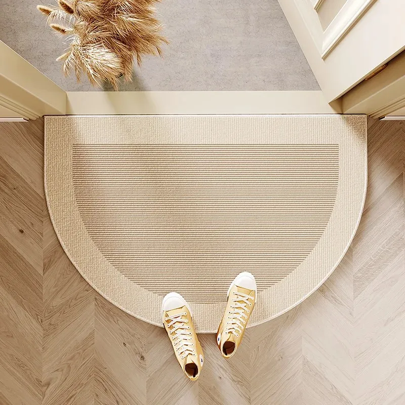 VIKAMA Fußmatte für den Eingangsbereich im französischen Creme-Stil, halbrunder Teppich, Fußmatte für die Tür, pflegeleicht, Heimdekoration – Detail 6