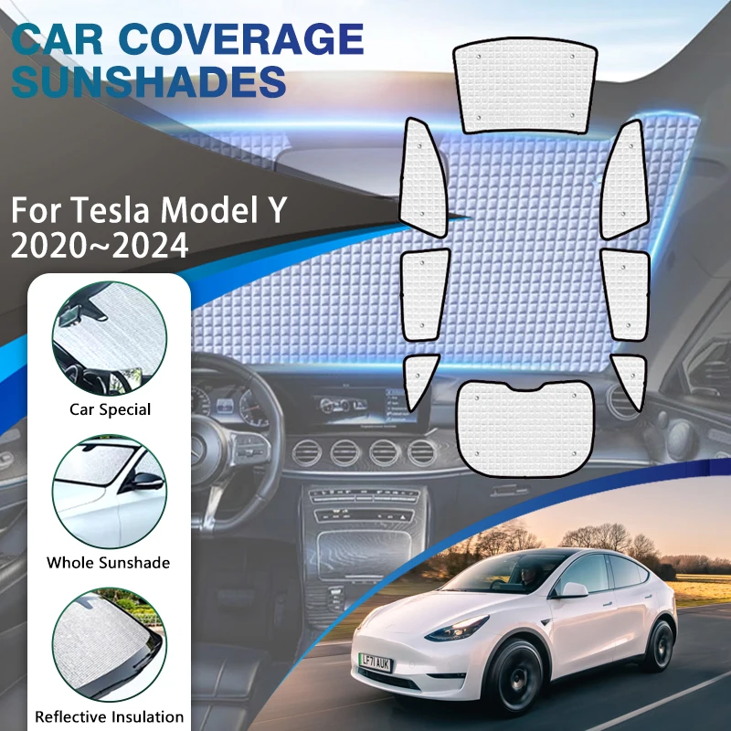 

Car Full Coverage Sunshades For Tesla Model Y 2020 2021 2022 2023 2024 Windshields Parasol Coche Shaby Sunblind Car Accessories