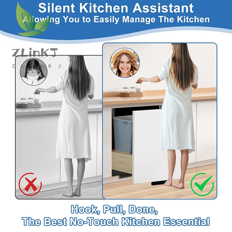Garbage Cabinet Foot Handle Metal Hands-free Screws Mounting Cabinet Door Edge Garbage Drawer Foot Handle Household Items
