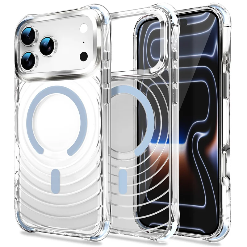 For Magsafe Magnetic Wireless Charge Cover For iPhone 18 17 Pro Max iPhone 18Pro Case Luxury Clear Transparent Shockproof Fundas