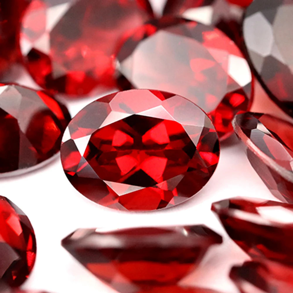 Gemstone Natural Red Garnet Loose Stone Oval Shape 7mm*9mm Good Cutting Good Fire Earring Ring Best Choice For Jewelry Design