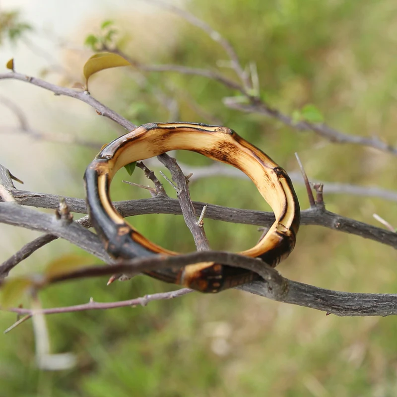 Nilerun Vintage Unique Handmade Rattan Wood Thick Real Natural Bamboo Root Bangle Unisex Bracelet for Couples Men and Women 4