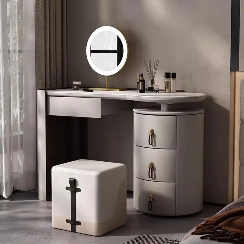 

Makeup Organizer Dresser Vanity Nordic Nightstand Storage Mirrors Dressing Table Luxury Women Tocador Maquillaje Furniture Home