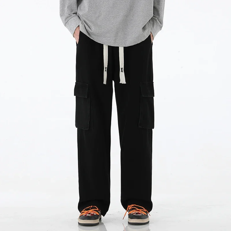 2024 New Men Baggy Cargo Jeans Fashion Streetwear Vintage Wide Leg Pants American Streetwear Y2K Big Pocket Youth Overalls 6