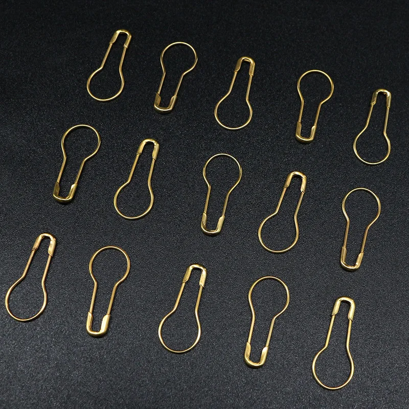 30pcs 작은 안전 핀 22mm 조롱박 모양의 골드 컬러 철 핀 DIY 뜨개질 크로 셰 뜨개질 도구