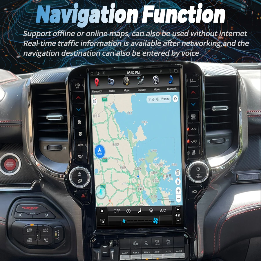 Big Qled Screen Stereo Navigation For Dodge Ram 2019 - 2023 Android Media Video