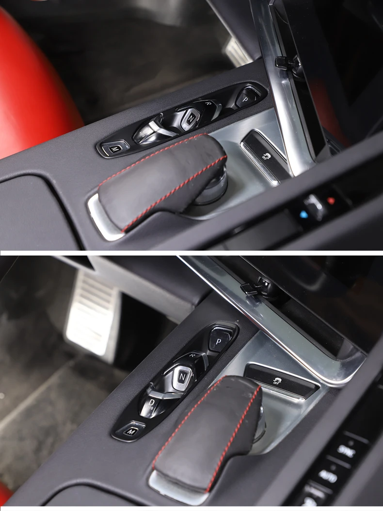Für Chevrolet Corvette C8 2020-2024 ABS Carbonfaser/Matt Schwarz Abdeckung Auto Konsole Schaltknopf Aufkleber Zubehör – Detail 4