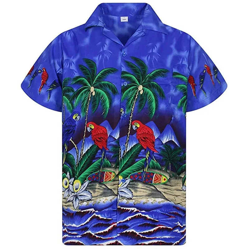 thumbnail image 1 of Camisas con estampado 3D de palmeras y mangas cortas para hombre, camisa hawaiana de gran tamaño con botones, blusas casuales de verano, camisa para hombre, 1 of 5