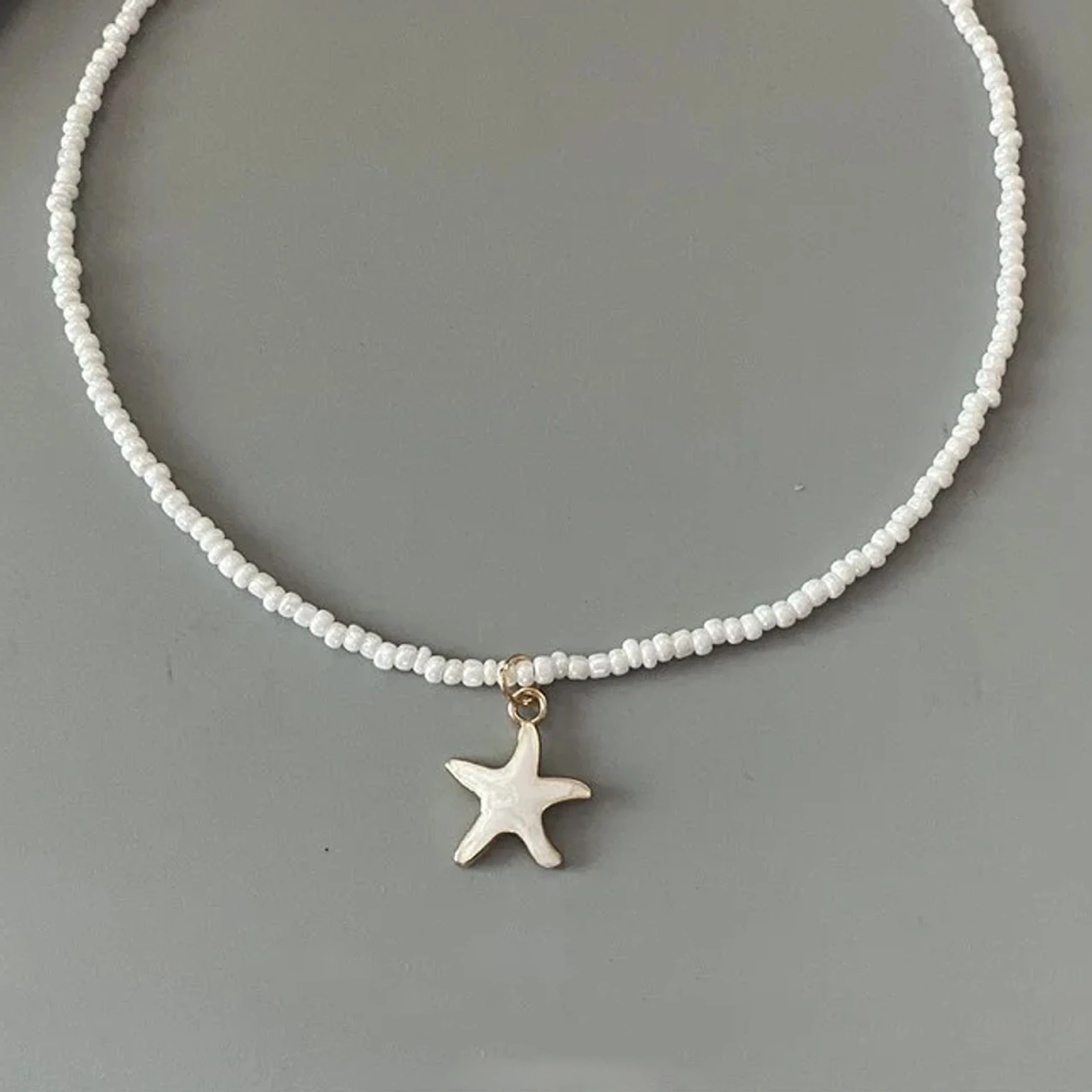 Bohemia Handmade Weave Beads Star Choker Neckalce for Women Girls Spring Summer Cute Romantic Starfish Short Neck Jewelry Gifts