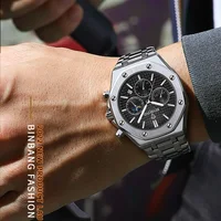 BINBOND qualité hommes montre de luxe haute homme Quartz montre-bracelet étanche lumineux Date en acier inoxydable montres pour hommes horloge décontractée 6