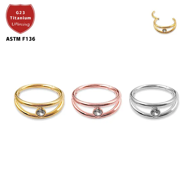 One Piece Crystal Piercing Earrings Tragus Cartilage Jewelry G23 Titanium Nose Hoop Ring 2021 Body Wholesale Price | Украшения и