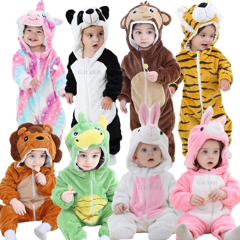 Kids Onesie Pajamas Winter Kigurumi Cow Costume Panda Tiger Unicorn Rompers For Girl Boy kids pajamas