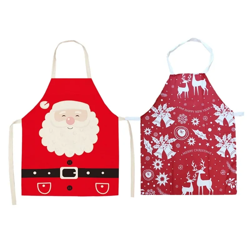 

Christmas Creative Apron Anti-fouling Work Clothes Parent-child Fine Linen Printed Apron Women's Kitchen Christmas Decorations