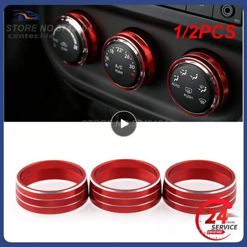 

1/2PCS Red Car Interior Multimedia Decoration Ring Knob Trim Cover For Infiniti Q50 2014-2019 4.3cm Multimedia Knob Decoration