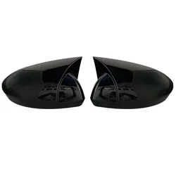 Glossy Black Bat Style Rearview Mirror Covers - 2 - Piece Exterior Set (Bright black)