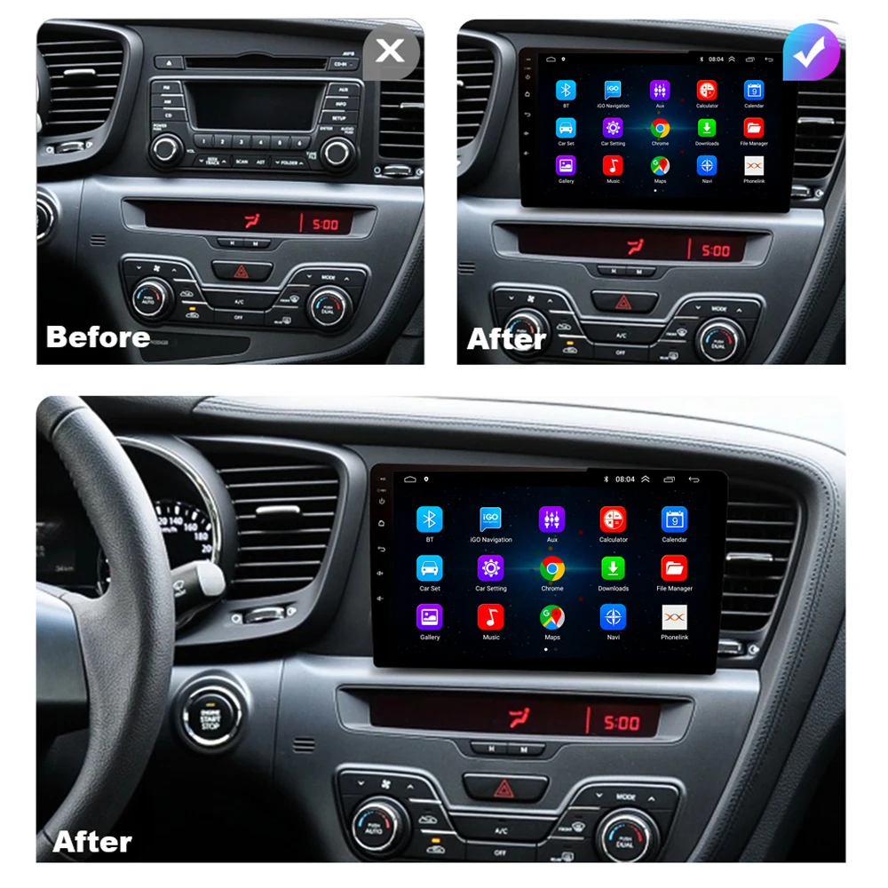 Android 16 Radio del coche 4G + WIFI Carplay para KIA Optima K5 2013-2015 GPS Navi reproductor Multimedia estéreo QLED Carplay HU 2din DVD 2