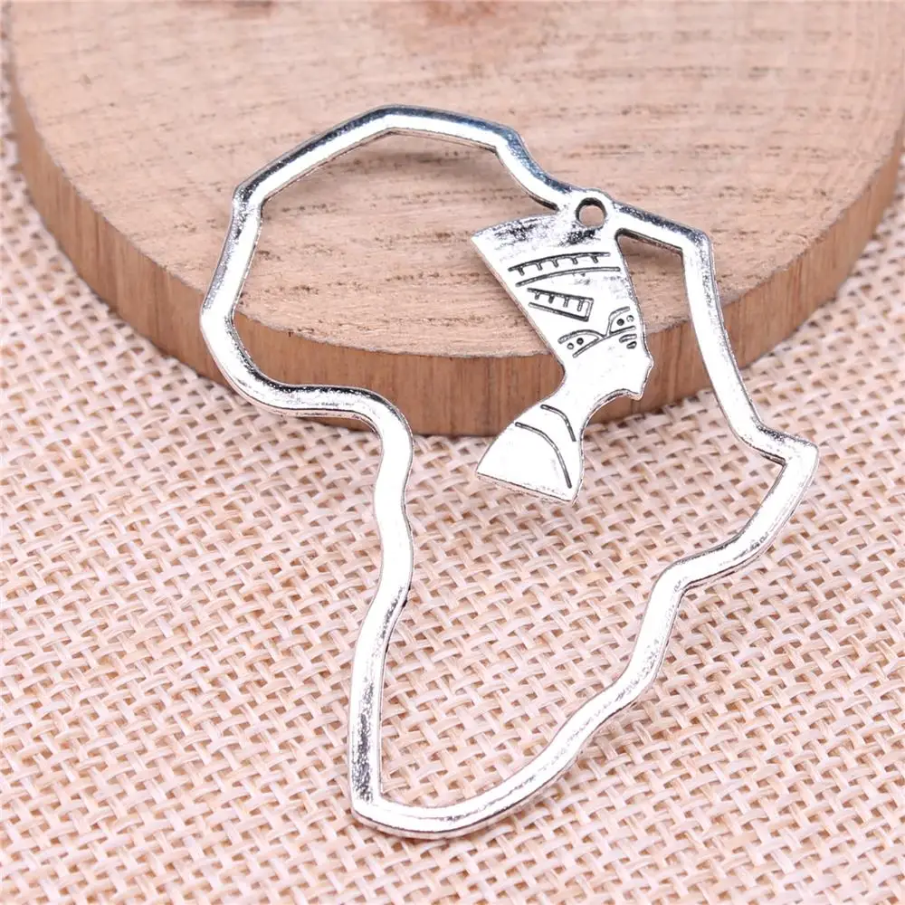 50pcs 52x39mm African Series Ancient Egyptian Pharaoh Charms Wholesale For Jewelry Making DIY Antique Silver Color - Image 2