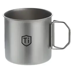 Ultralight Titanium Alloy Water Cup with Foldable Handle - Portable Outdoor Drinkware (L)