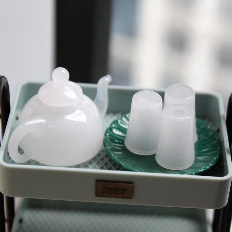 1/6 Scale Glass Mini Teapot Cup for Doll Pretend Play Miniature Dollhouse Kithcen Toy Accessories