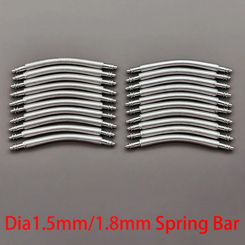 Premium 316L Stainless Steel Curved Watch Strap Spring Bars, 10PCS, 1.5mm & 1.8mm Diameter, Fits 16mm-24mm Widths