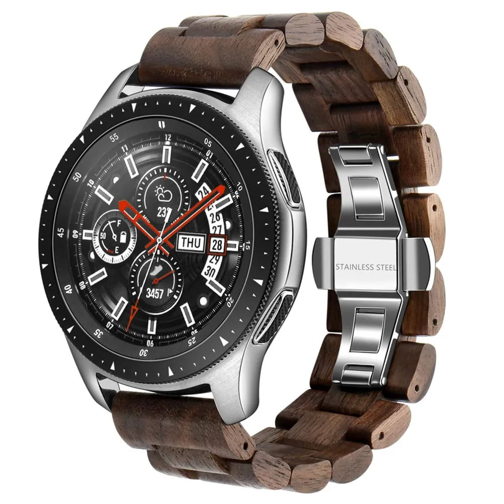 Elegant Walnut Wood Watchband - 20mm/22mm Adjustable Strap