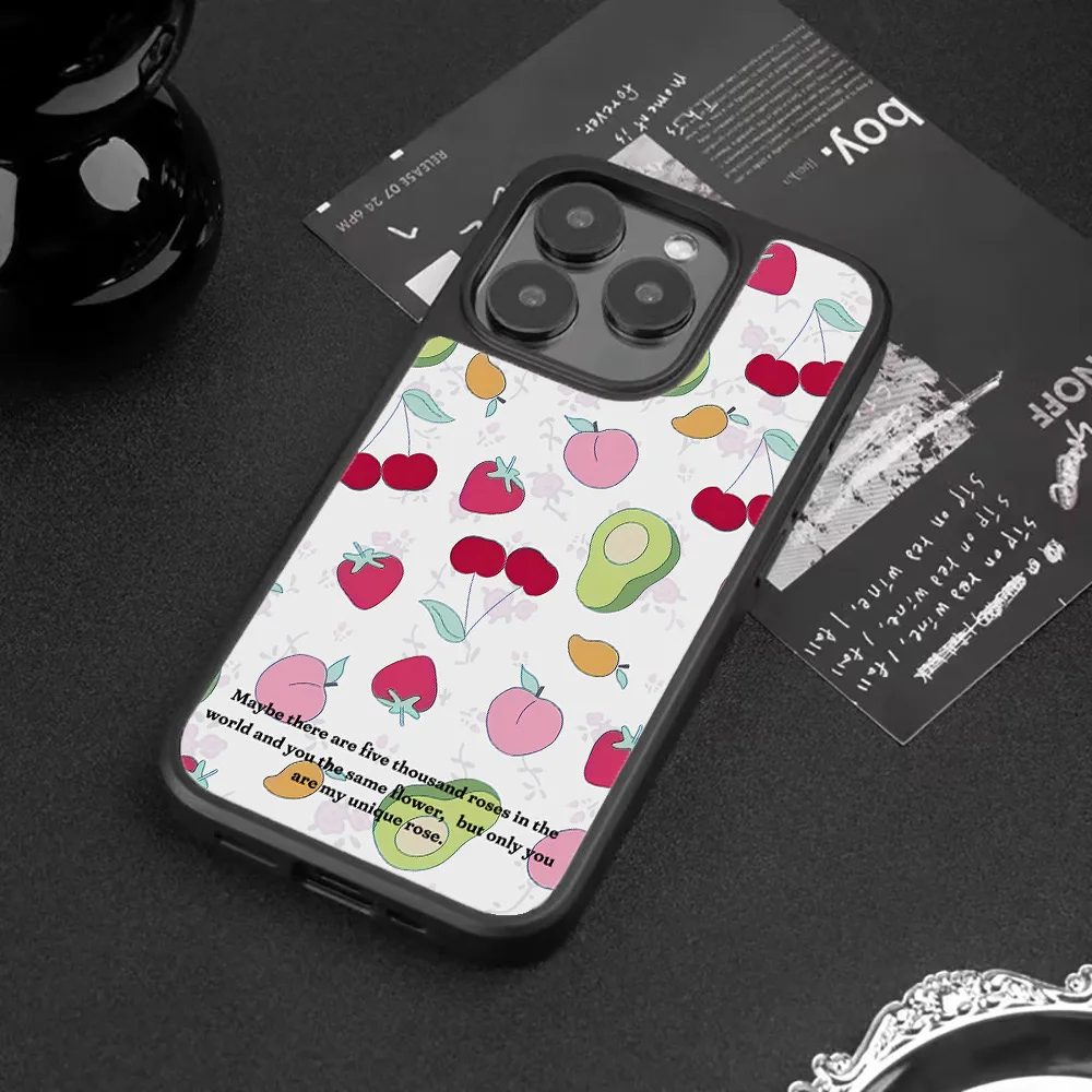 Summer Vibes Colorful Fruits Soft Shockproof Silicone Phone Case - Black Edged Design