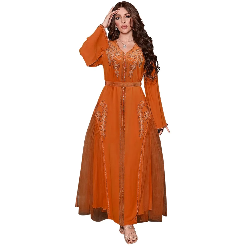 

Ramadan Eid Mubarak Kaftans Evening Dresses For Women Satin Abaya Dubai Turkey Islam Arabic Muslim Dress Robe Djellaba Femme