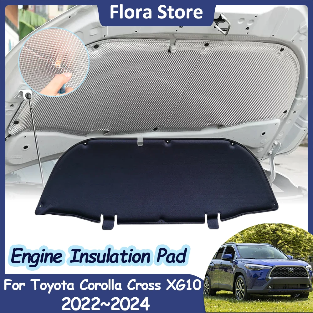 

Engine Hood Sound Pad for Toyota Corolla Cross XG10 2022 2023 2024 Heat Insulation Cotton Soundproof Cover Fireproof Accessories