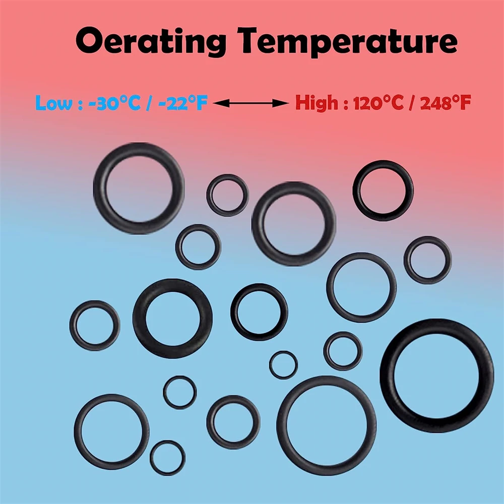Nitrile O-Rings Sealing Gasket Set 225-1225pcs Rubber O Rings Kits Black High-Pressure Corrosion Oil Resist Washer For Repair