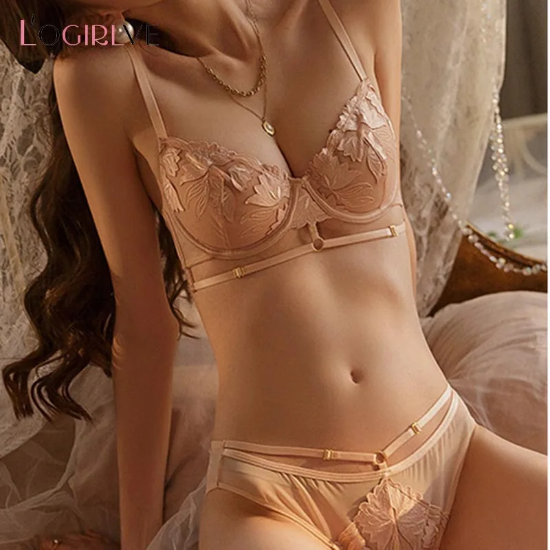 New Hollow Women Underwear Sexy Lace Embroidery Bra Set Fashion Cross Push  Up Brassiere Lingerie Female Bras and Panties Set - AliExpress
