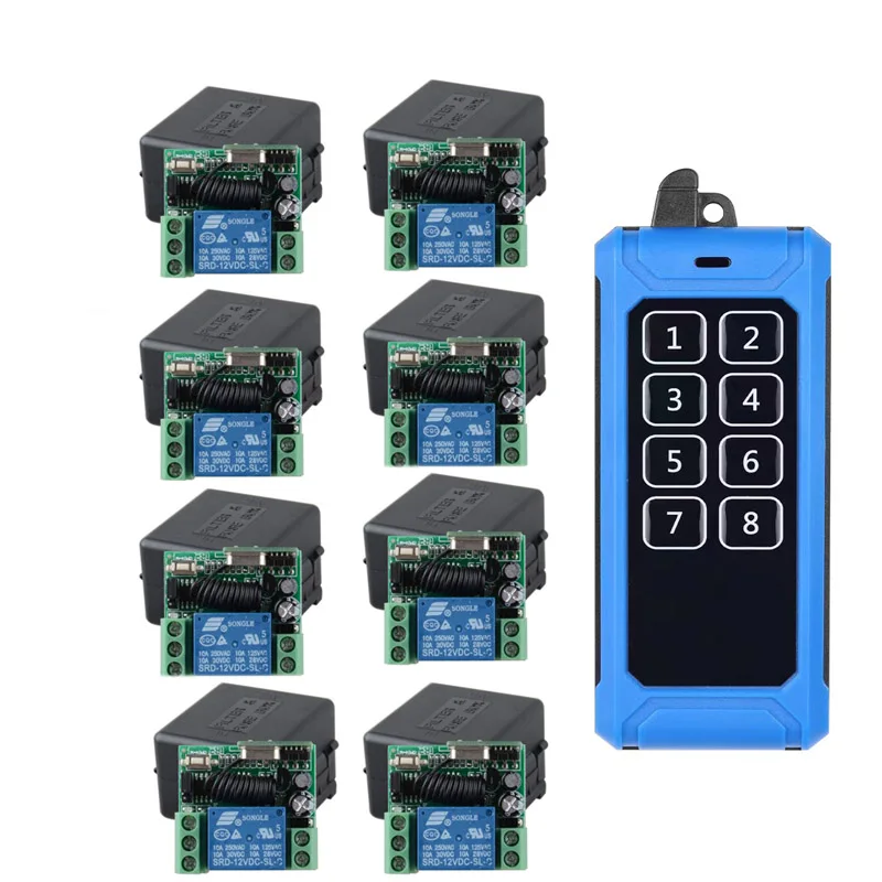 

DC12V 1CH 10A relay RF Wireless Remote Control Switch System Electric Door lock lighting smart home button transmitter 100m