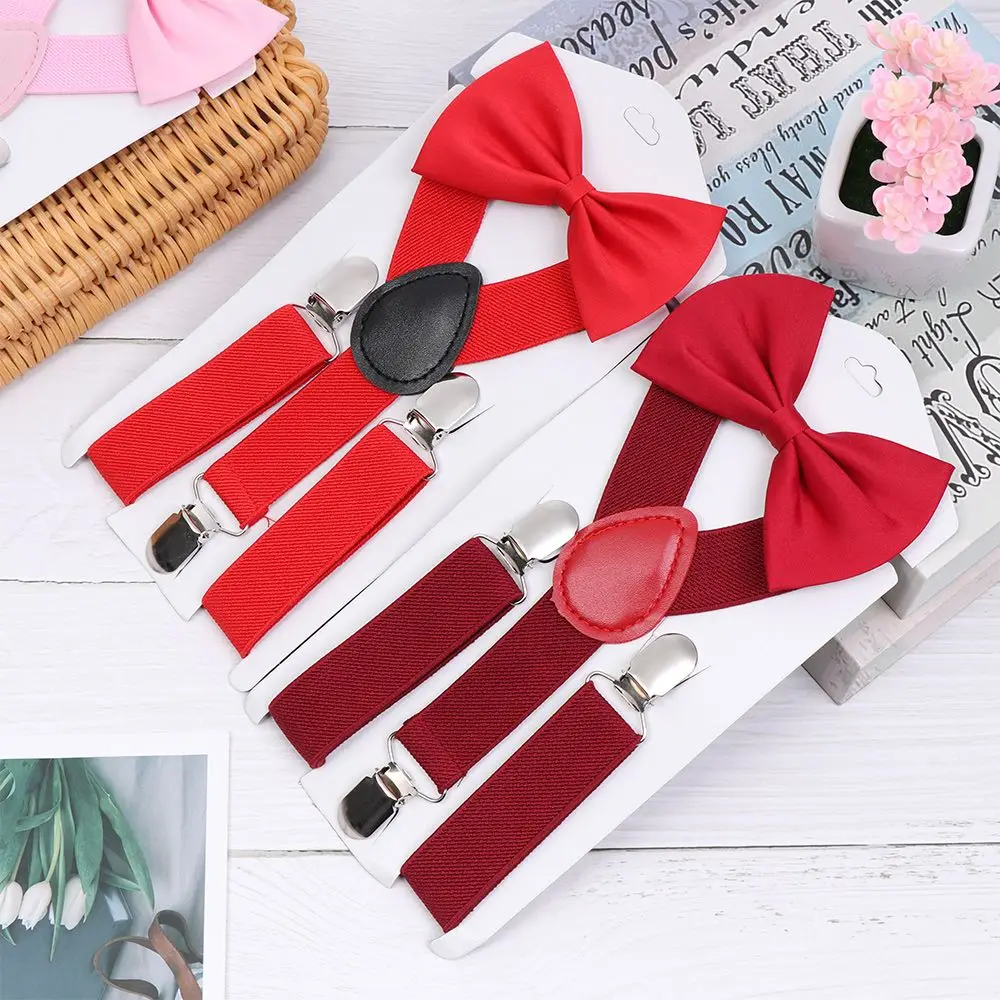 Bow Ties Kids Suspenders with Bow Tie Adjustable Elastic Set
