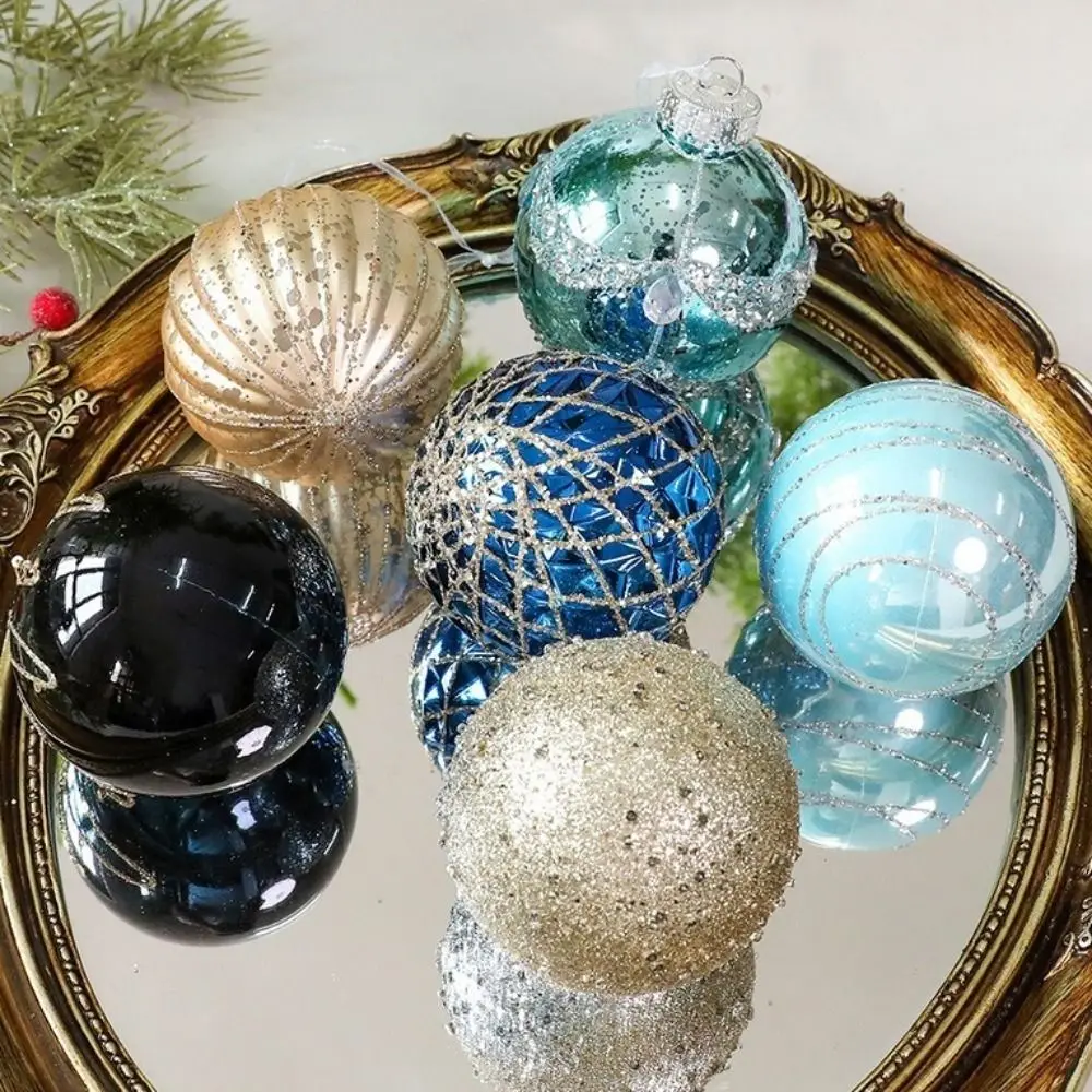 9Pcs 8cm Christmas Balls Irregular-Shaped Shatterproof Christmas Hanging Pendants Plastic Decorative Christmas Tree Decoration