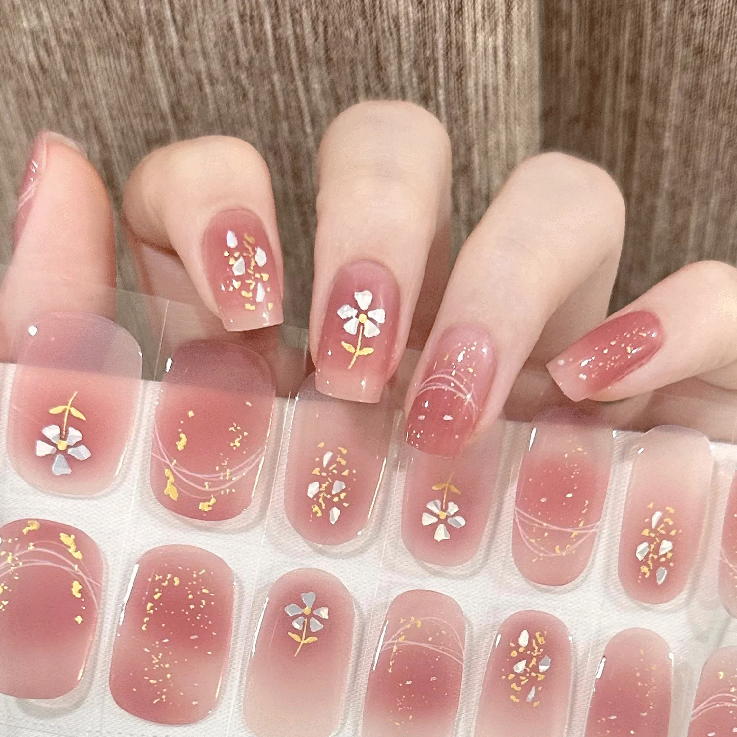 

16/20/22/24 Strips Semi-cured Gel Nail Stickers Waterproof Solid Color Nail Patches Full Cover Nail Decals UV Lamp Need